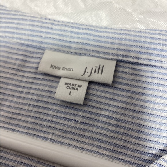 J. Jill large Blue Striped Linen Shirt - Picture 7 of 11